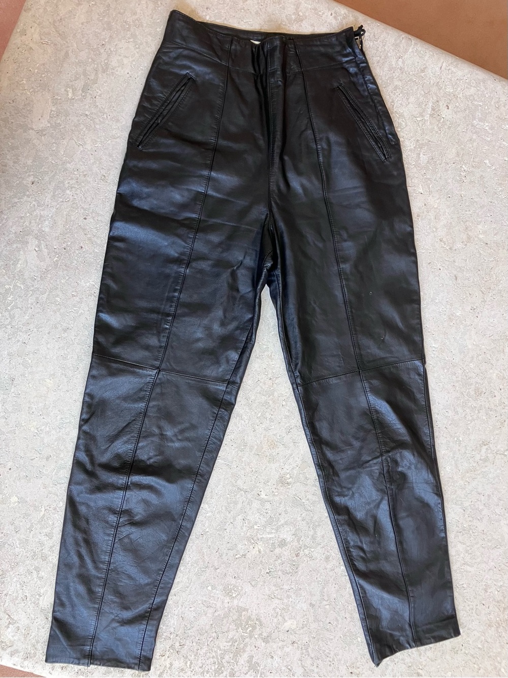 Black Straight Leg Faux Leather Pants - Women